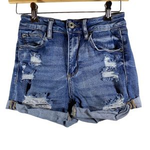 Ladies' Rue21 High Rise Medium Wash Rolled Cuff Shortie